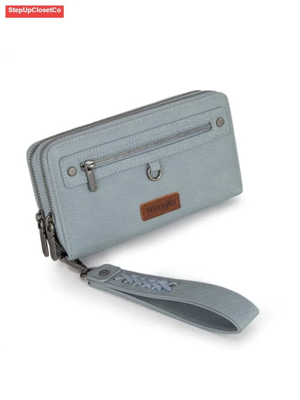 RFID Faux Leather Wristlet Clutch Wallet with Detachable Strap